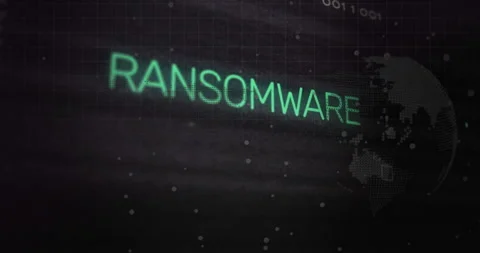 Ransomware animation with digital world map and binary code in background Stock Footage 305729273