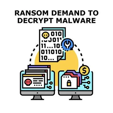 Ransomware attack blocking digital data access Stock Illustration