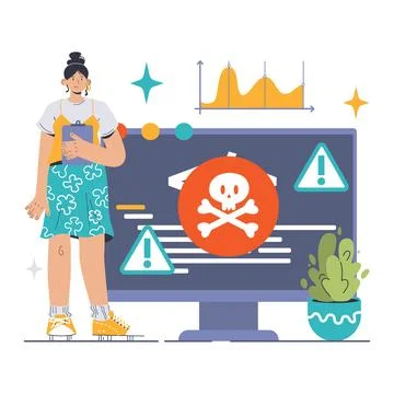 Ransomware attack concept. Flat vector illustration. イラスト素材