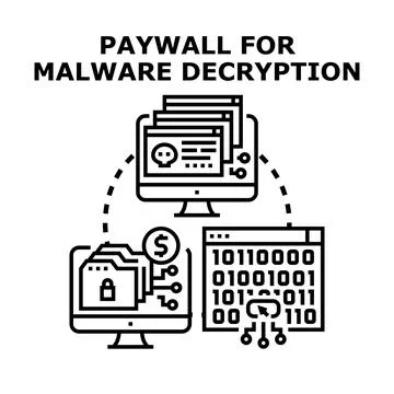 Ransomware attack demanding payment for data encryption Stock Illustration