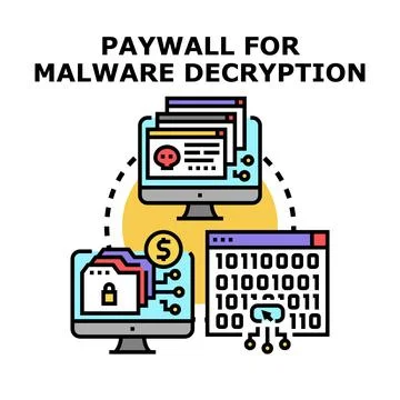 Ransomware attack demanding payment for data encryption Stock Illustration