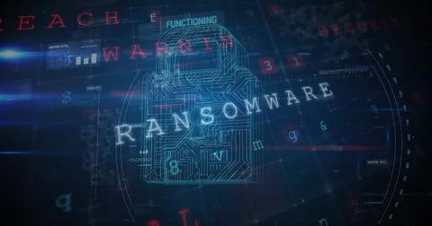 Ransomware attack: digital security at risk 4k Stock Illustration