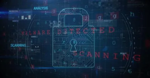 Ransomware attack: digital security at risk 4k Stock Illustration