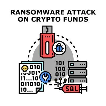 Ransomware attack encrypting digital funds concept Stock Illustration