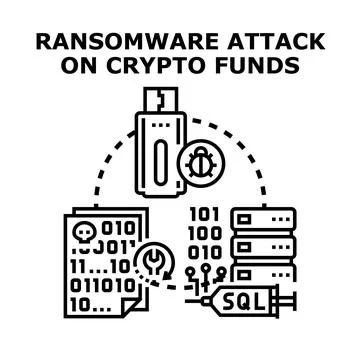 Ransomware attack encrypting digital funds concept 스톡 일러스트