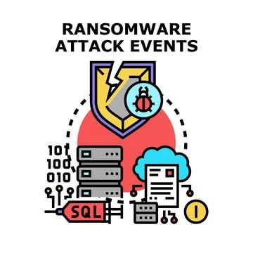 Ransomware attack events cybersecurity threat vector concept Stockillustratie
