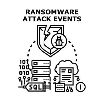 Ransomware attack events cybersecurity threat vector concept Stockillustratie