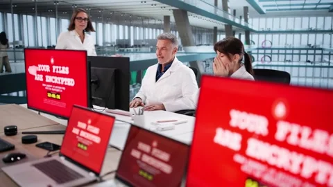 Ransomware Attack On Hospital Computer System Threatens Patient Data Stock Footage 319347137