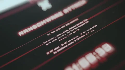 Ransomware attack screen warning that data has been encrypted Stock Footage 335461385