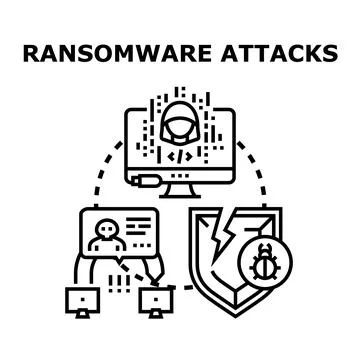 Ransomware attack spreading across computer network Stock Illustration