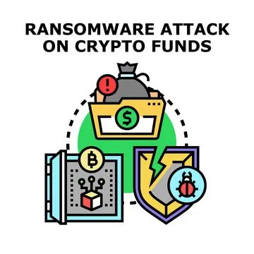 Ransomware attack threatening crypto funds and digital assets Stock Illustration