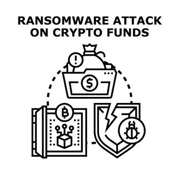Ransomware attack threatening crypto funds and digital assets Stockillustratie