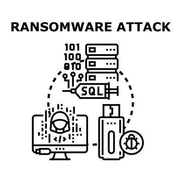 Ransomware attack vector, cyber security hacking concept 스톡 일러스트