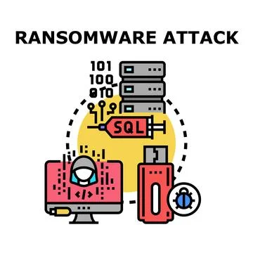Ransomware attack vector, cyber security hacking concept イラスト素材
