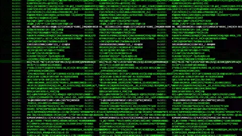 Ransomware attack visualization showing digital data encryption and system 動画素材 346531197