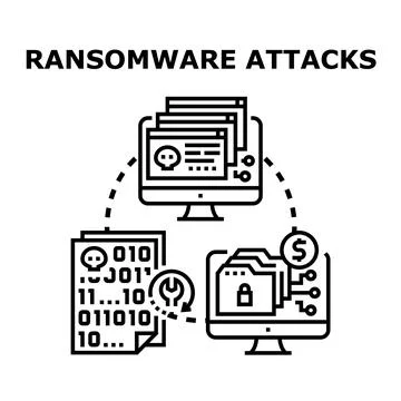 Ransomware attacks encrypting data demanding digital payment Stock Illustration