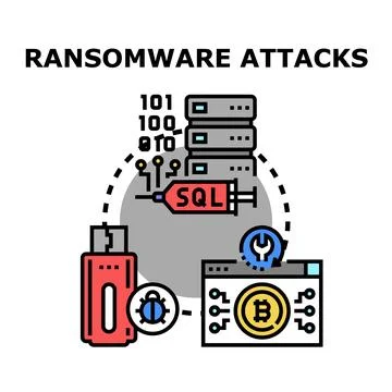 Ransomware attacks encrypting data demanding digital payment Stock Illustration