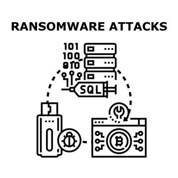 Ransomware attacks encrypting data demanding digital payment Stock Illustration