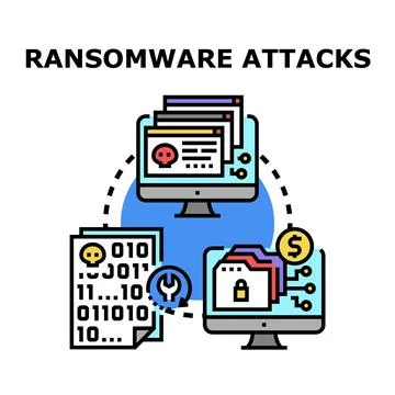 Ransomware attacks encrypting data demanding digital payment Stock Illustration