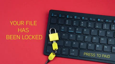 Ransomware Computer security and extortion concept. Foto stock