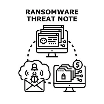 Ransomware cyber attack threatening data encryption and payment 库存插图