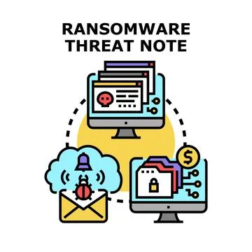 Ransomware cyber attack threatening data encryption and payment Stock Illustration