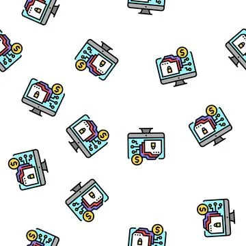 Ransomware cyber crime vector seamless pattern Stock Illustration