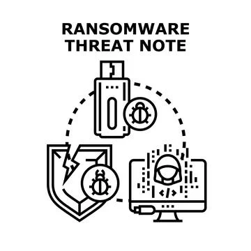Ransomware cyber threat, hacking, and data security vulnerability Illustrazione stock