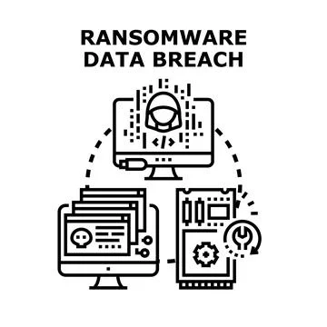 Ransomware data breach cyber attack digital security concept Stock Illustration