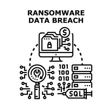 Ransomware data breach cyber attack concept vector illustration Stock Illustration