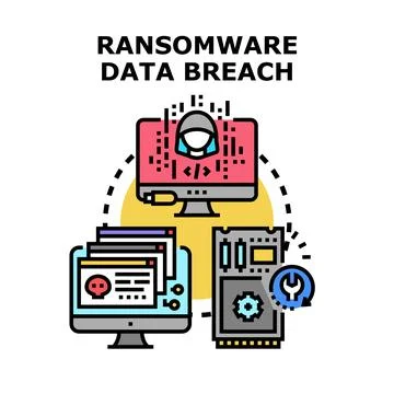 Ransomware data breach cyber attack digital security concept Stock Illustration