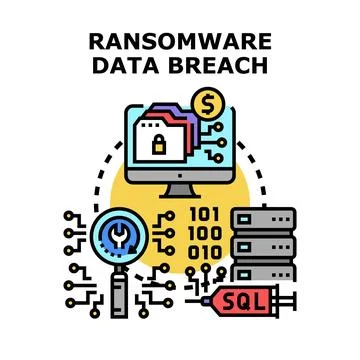 Ransomware data breach cyber attack concept vector illustration Stock Illustration