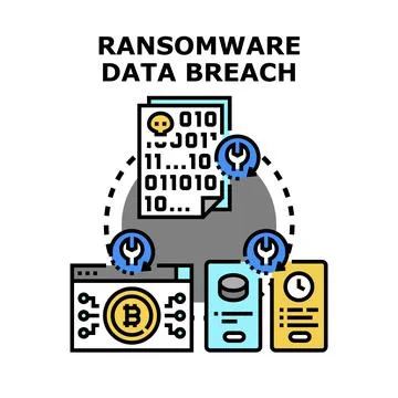 Ransomware data breach cyber attack concept Stock Illustration