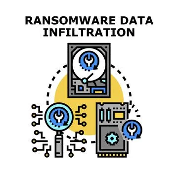 Ransomware data infiltration concept illustrating cyber attack Illustrazione stock