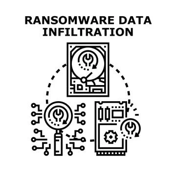 Ransomware data infiltration concept illustrating cyber attack Stock Illustration