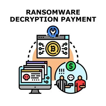 Ransomware decryption payment process with bitcoin and cyber extortion 스톡 일러스트