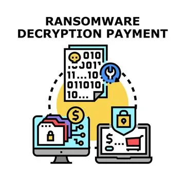 Ransomware decryption payment process vector illustration 库存插图