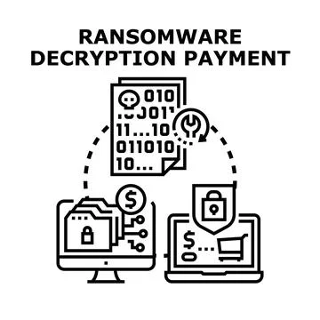 Ransomware decryption payment process vector illustration Stock Illustration