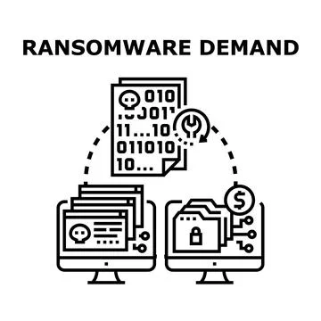 Ransomware demand cyber attack vector concept 스톡 일러스트