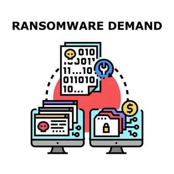 Ransomware demand cyber attack vector concept 스톡 일러스트
