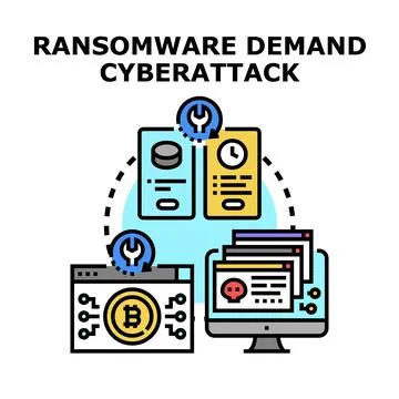 Ransomware demand cyberattack securing digital data イラスト素材