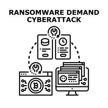Ransomware demand cyberattack securing digital data Stock Illustration