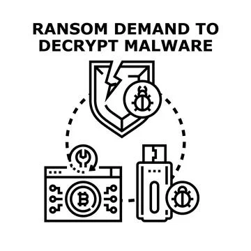 Ransomware demand decrypting malware cyber security payment 库存插图