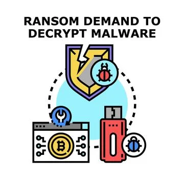 Ransomware demand decrypting malware cyber security payment Stockillustratie