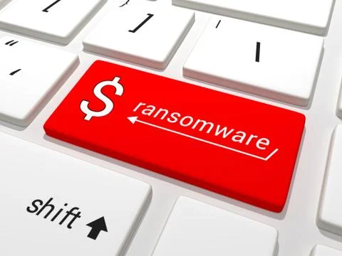 Ransomware dollar key on a keyboard Illustrazione stock
