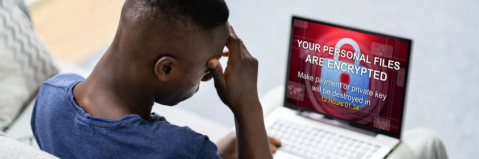 Ransomware Extortion Attack On Laptop Stock Photos