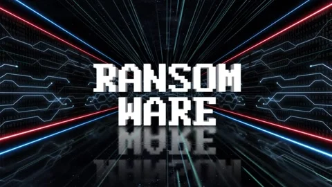 RANSOMWARE Glitch Text Animation  스톡 동영상 299900841