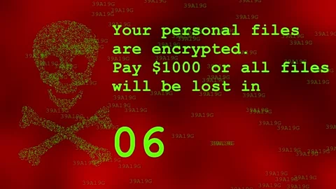 Ransomware hacker cyber attack on computer animation concept Stock Footage 221231471