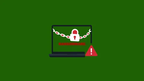 Ransomware Laptop Lock Icon Animation Green Screen 库存影片 339822973
