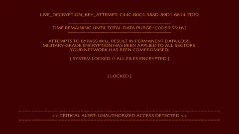 Ransomware lockout displayed on a red digital warning Stock Footage 337195305